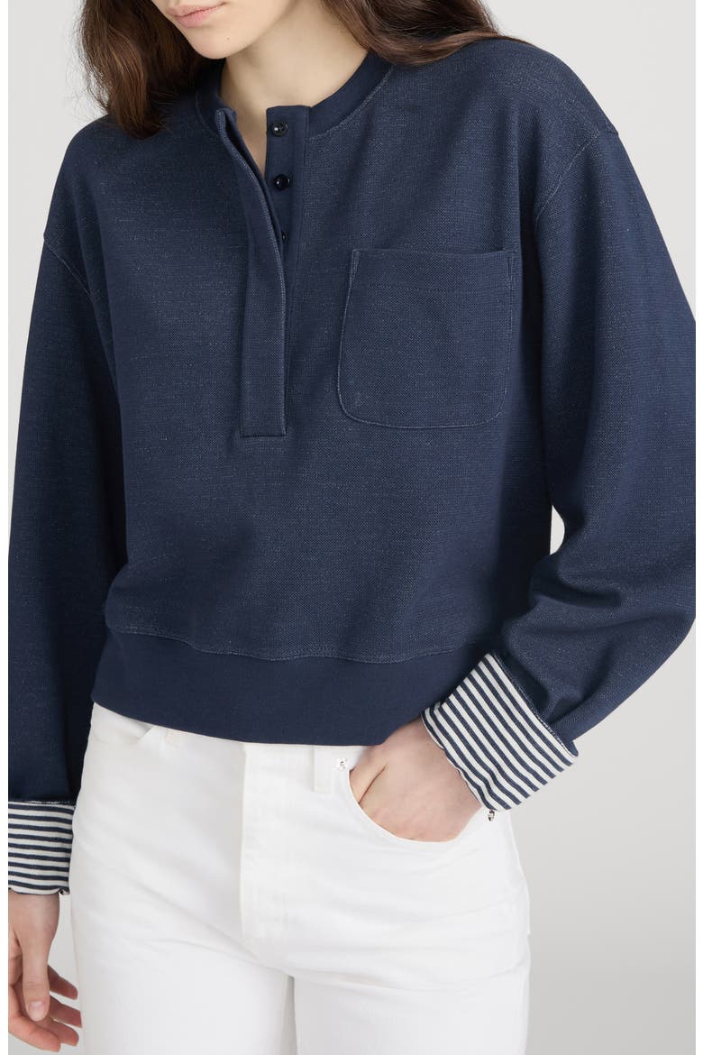 The Stripe Cuffed Sweatshirt, Alternate, color, NAVY MULTI