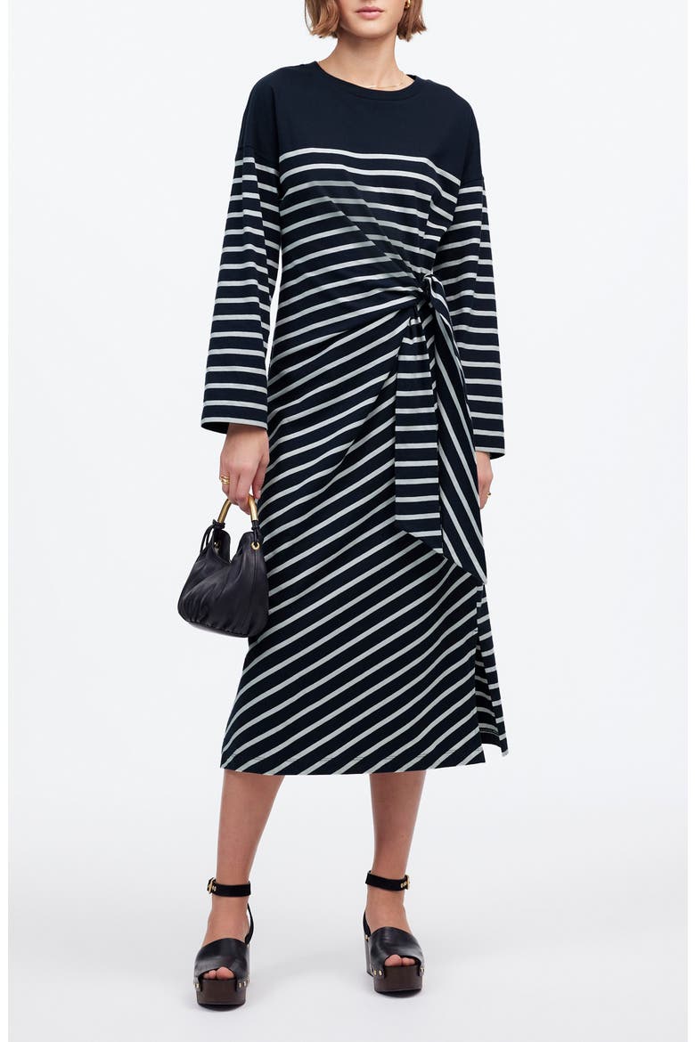 madewell knit dress Stripe Side Tie Long Sleeve Maxi (Women) Maxi dress