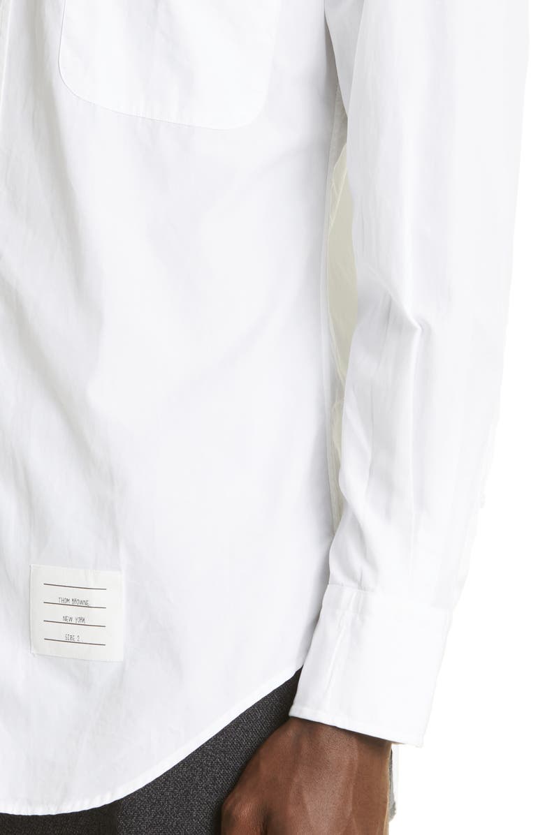Thom Browne Classic Fit Poplin Button-Up Shirt, Alternate, color, 100 White