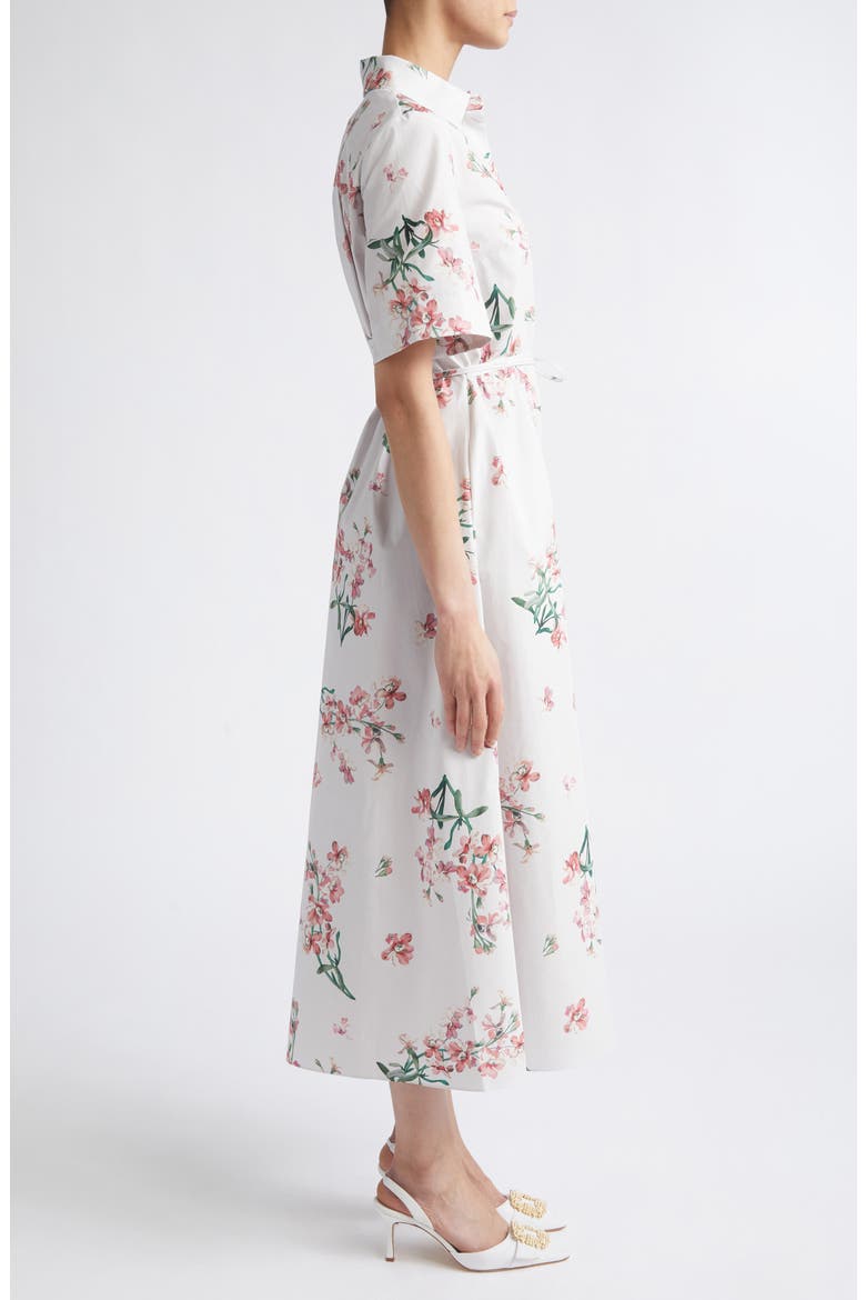 Floral Organic Cotton Midi Shirtdress, Alternate, color, PAINTED ORCHID PETAL PINK