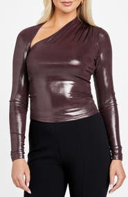 Marciano Metallic Asymmetric Neck Top