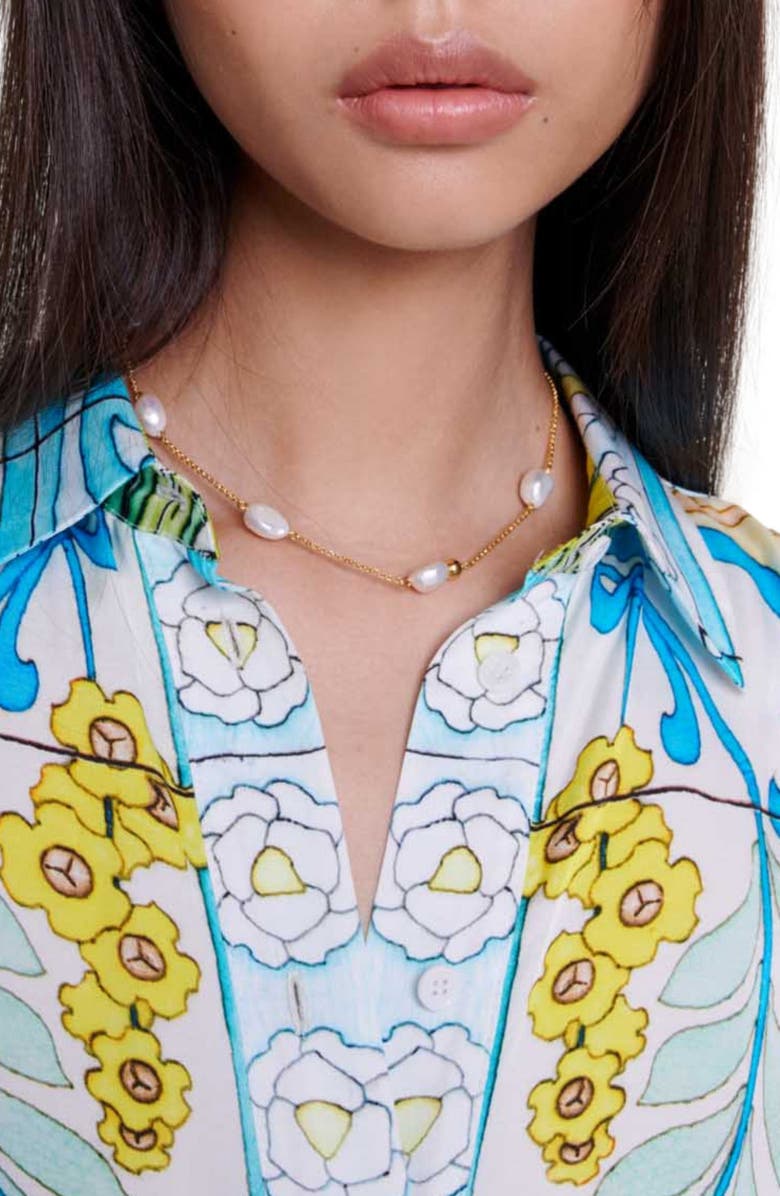 maje Cezaique Tile Print Button-Up Shirt, Alternate, color, 