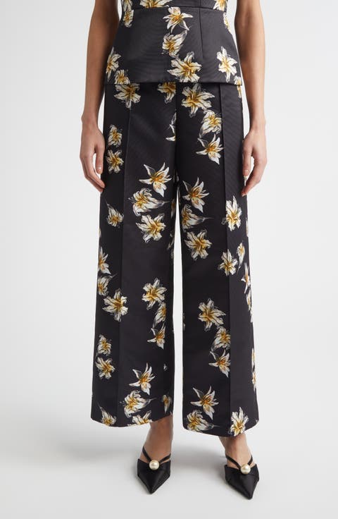 Daffy Floral Faille Wide Leg Pants