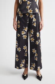Emilia Wickstead Daffy Floral Faille Wide Leg Pants