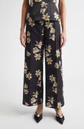 Emilia Wickstead Daffy Floral Faille Wide Leg Pants