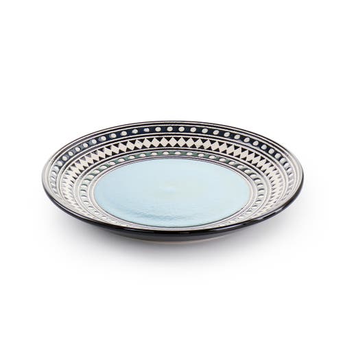 Elama Blue Sage 16 Piece Double Bowl Stoneware Dinnerware Set In Blue