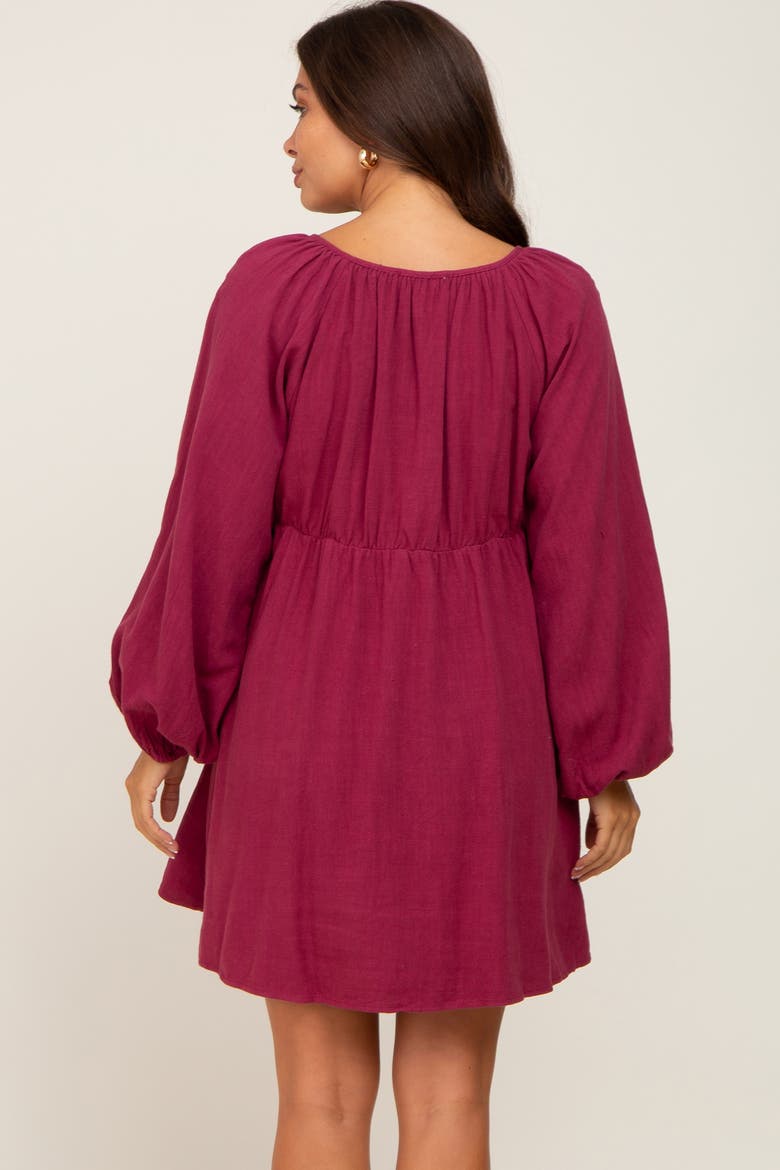 Crochet Lace Button Front Dress, Alternate, color, Burgundy