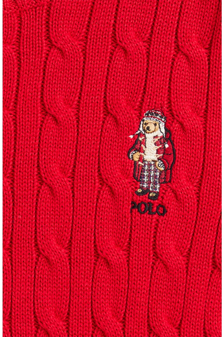 Kids' Cable Knit Cotton Sweater, Alternate, color, RED