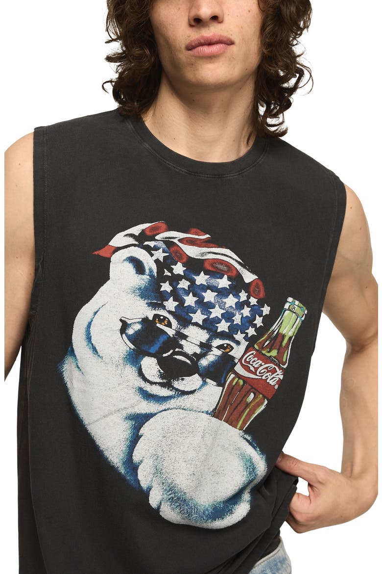 Coca-Cola® Polar Bear Cotton Graphic Muscle Tank, Alternate, color, JET BLACK