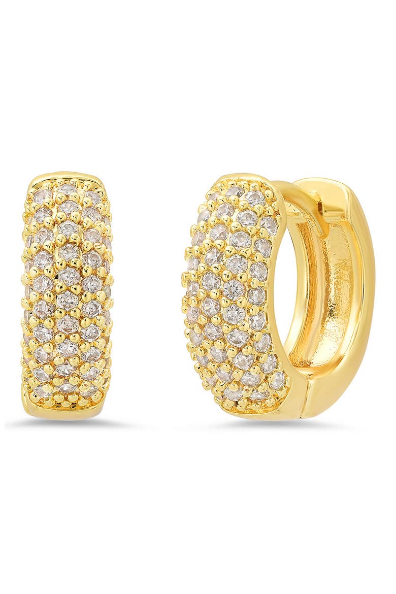Pavé Cubic Zirconia Hoop Earrings, Main, color, GOLD