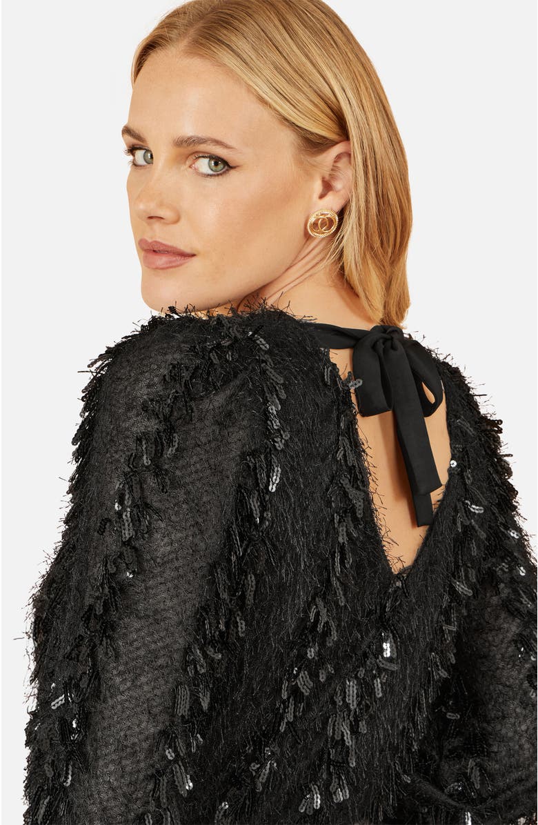 Yumi Hanging Sequin Long Sleeve Top, Alternate, color, Black