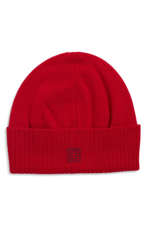 Givenchy Logo Cuffed Wool Beanie In Red