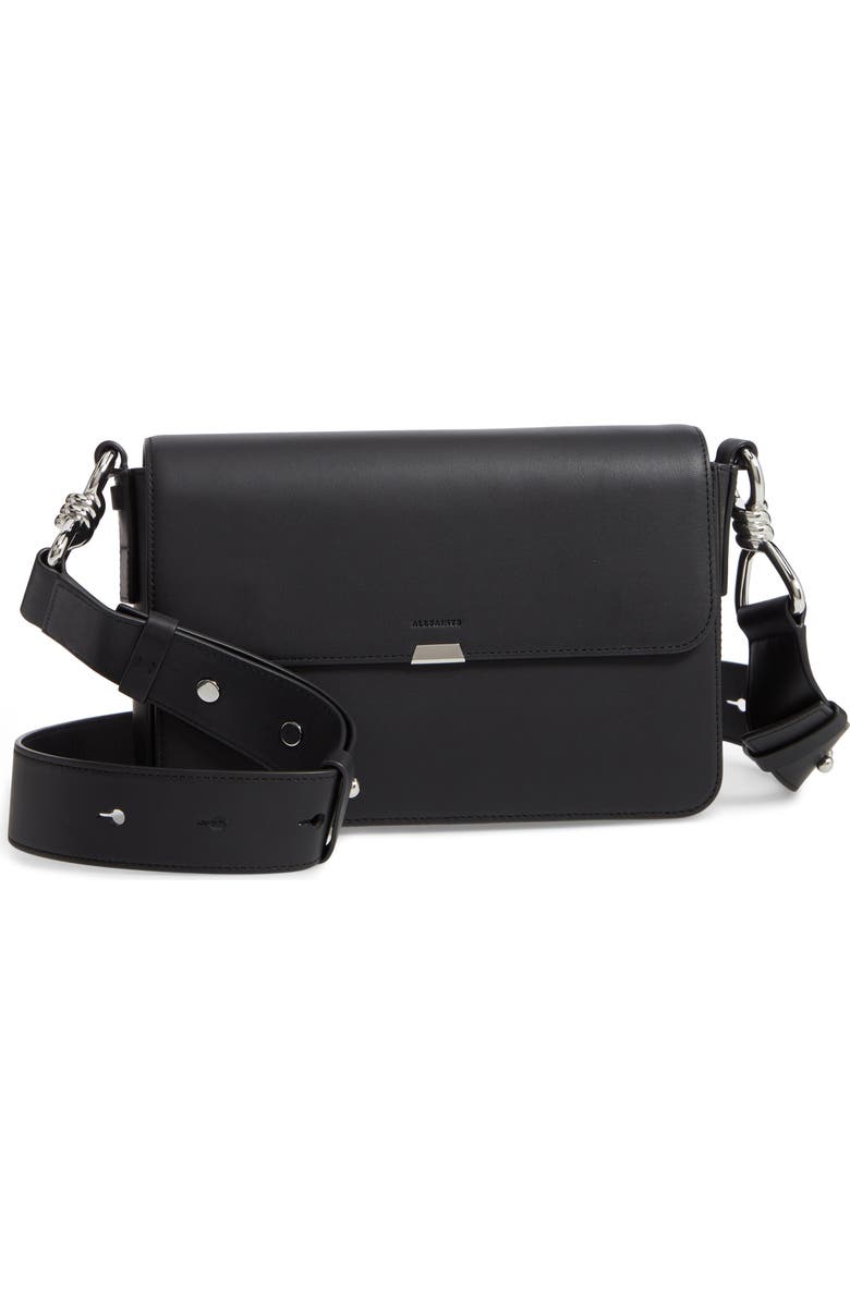 AllSaints Captain Leather Crossbody Bag, Main, color,