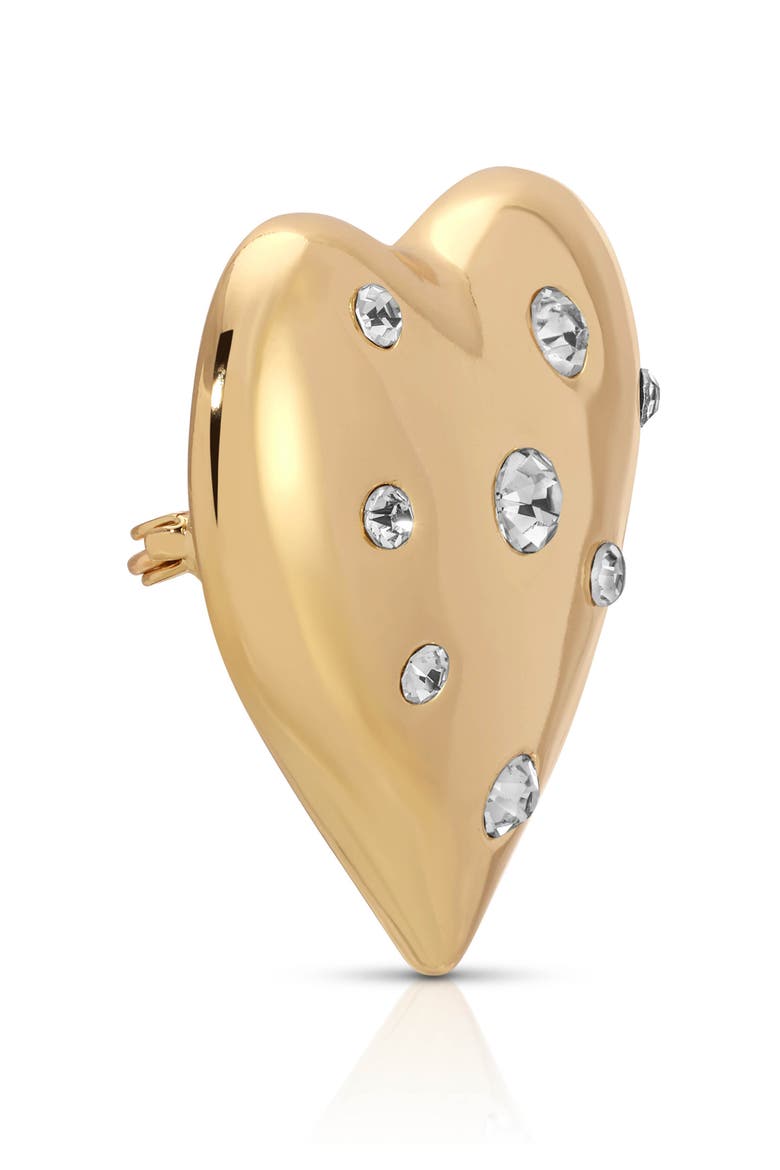 Crystal Heart Stud Brooch, Alternate, color, GOLD