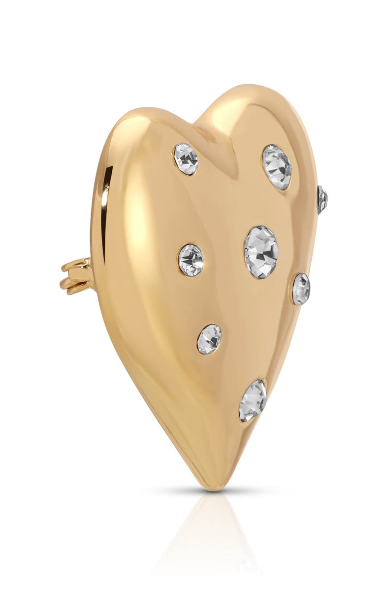 Ettika Crystal Heart Stud Brooch, Alternate, color, Gold
