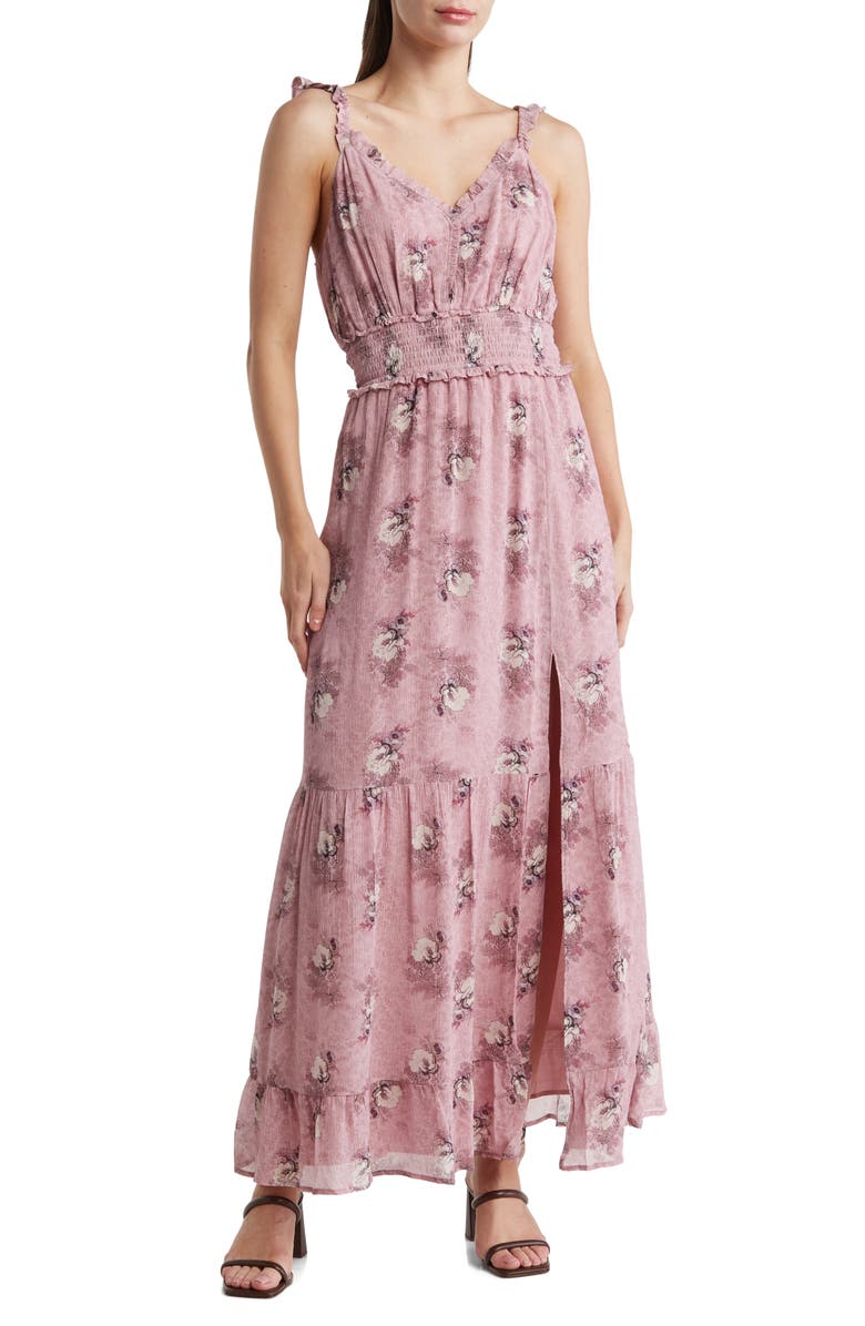 PAIGE Pacifica Floral Print Smocked Silk Sundress, Main, color, 