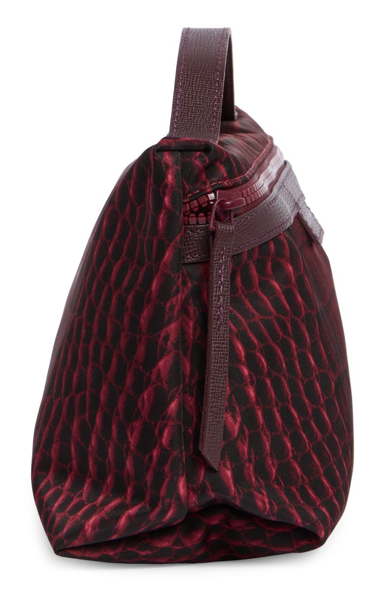 Longchamp Le Pliage Croco Cosmetic Bag, Alternate, color, Garnet Red