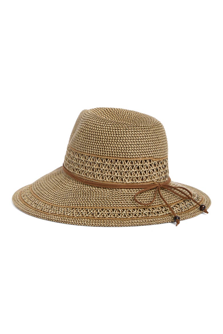 Tapered Back Tweed Panama Hat, Alternate, color, BROWN COMBO