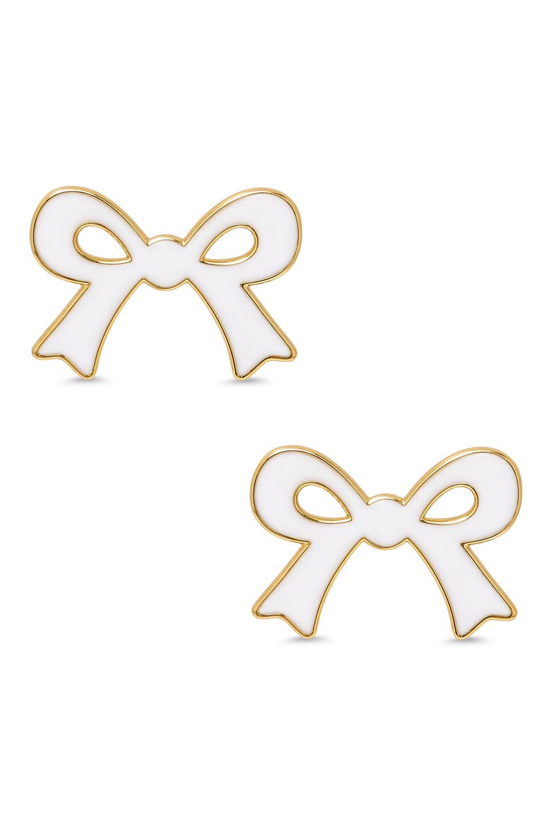 Kids' Bow Enamel Stud Earrings, Main, color, WHITE