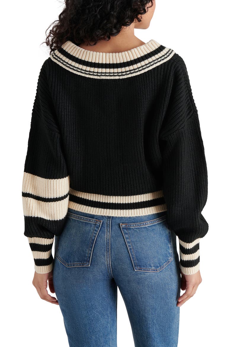 Jen Stripe Trim Sweater, Alternate, color, BLACK