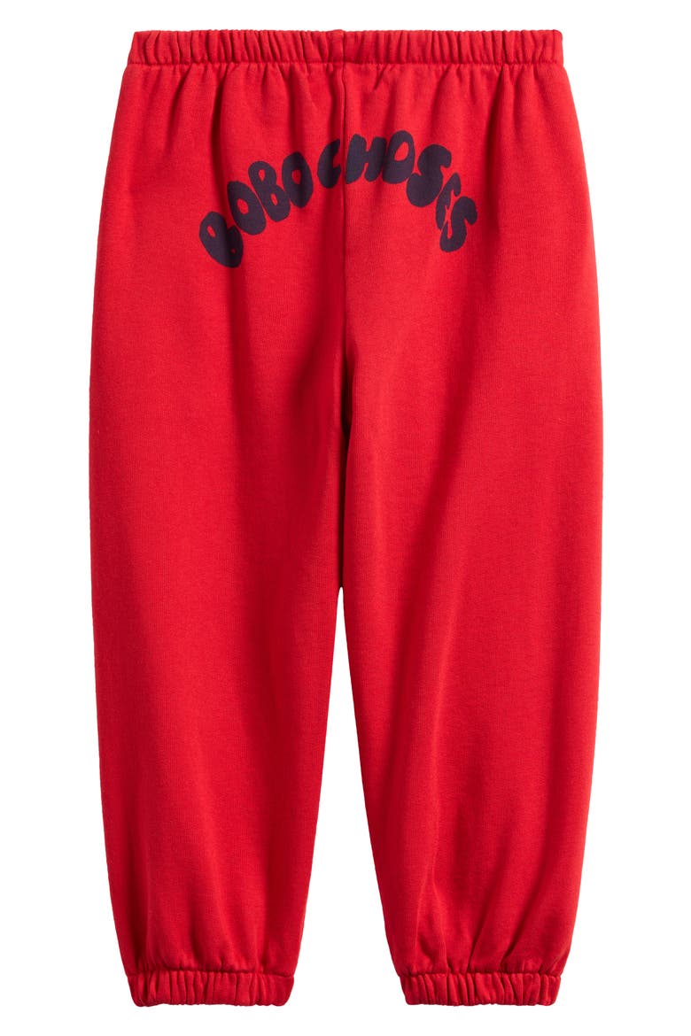 Kids' Curve Logo Organic Cotton Fleece Joggers, Alternate, color, RED