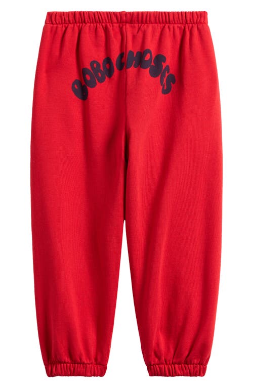 Bobo Choses Kids' Curve Logo Organic Cotton Fleece Joggers In Red