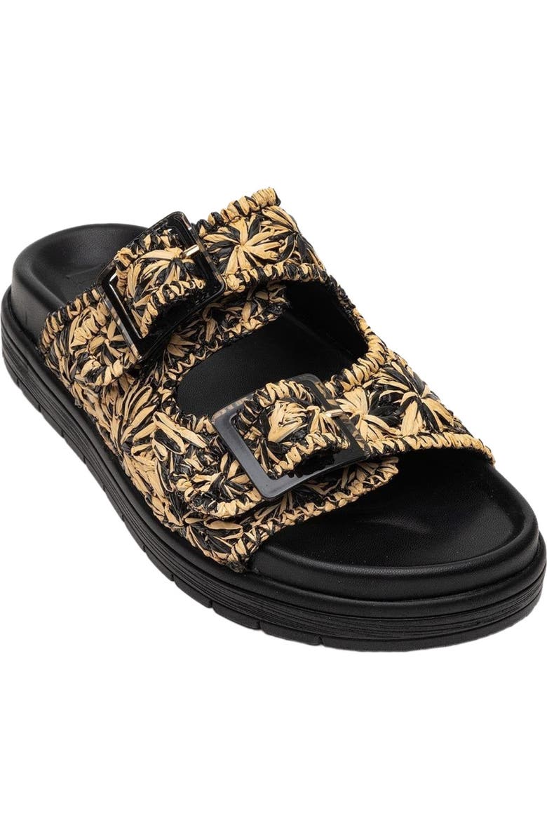 Forever & Always Shoes Milana Leather Double-Strap Sandal, Alternate, color, Black Leather