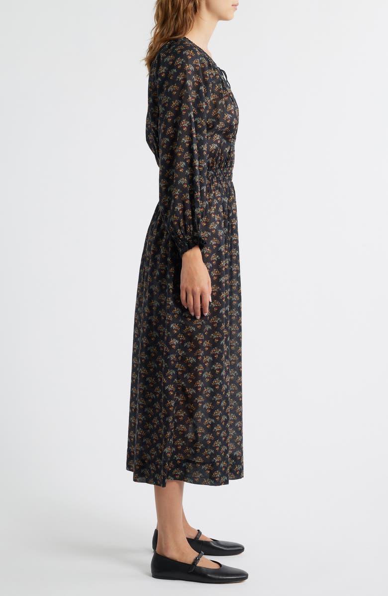 DÔEN Delfina Long Sleeve Organic Cotton Dress, Alternate, color, Delphinium Floral
