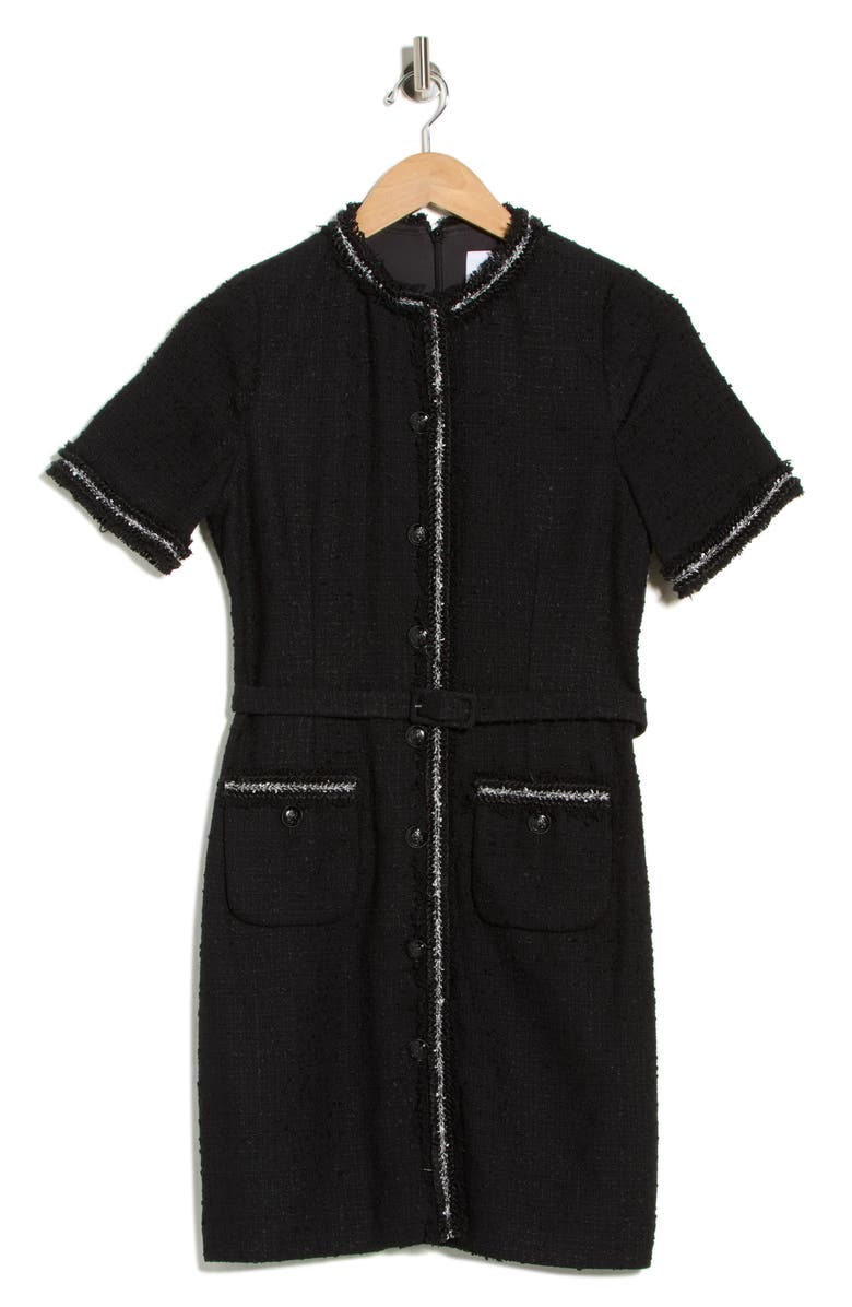 LK Bennett Dr Charlie Tweed Minidress, Main, color, Black/ Cream
