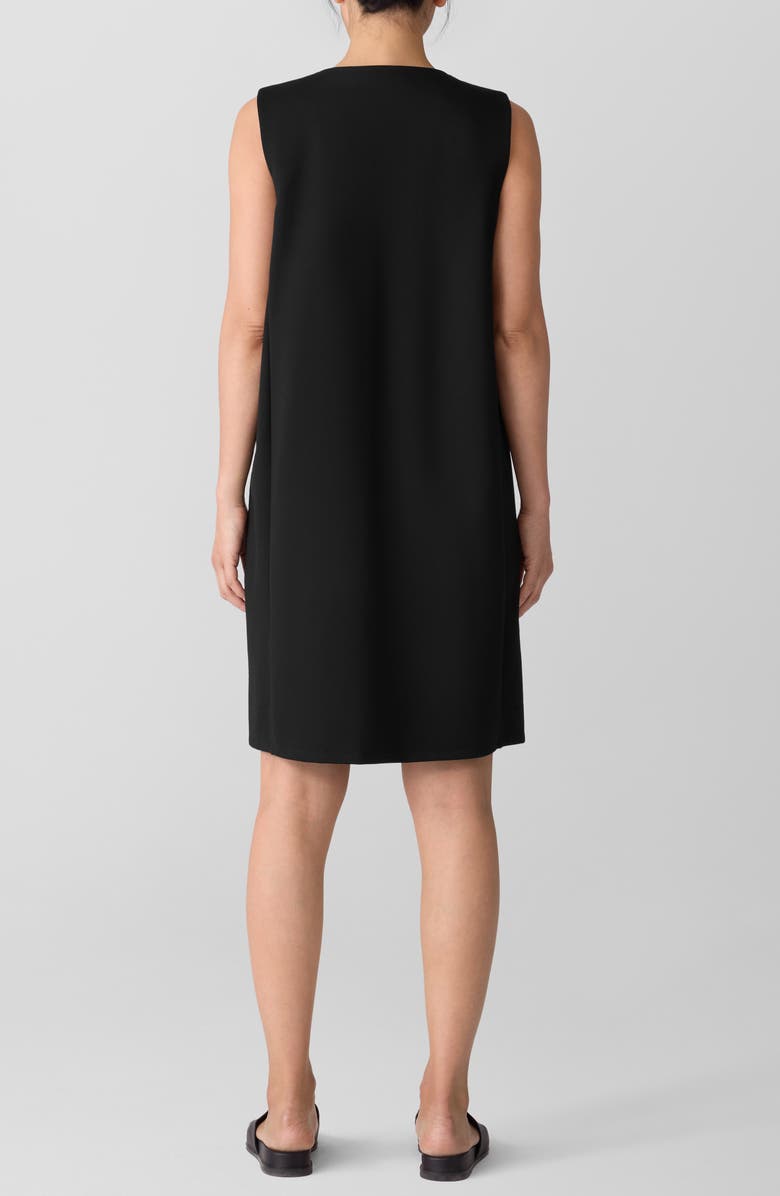 Eileen Fisher Split Neck Shift Dress, Alternate, color, Black