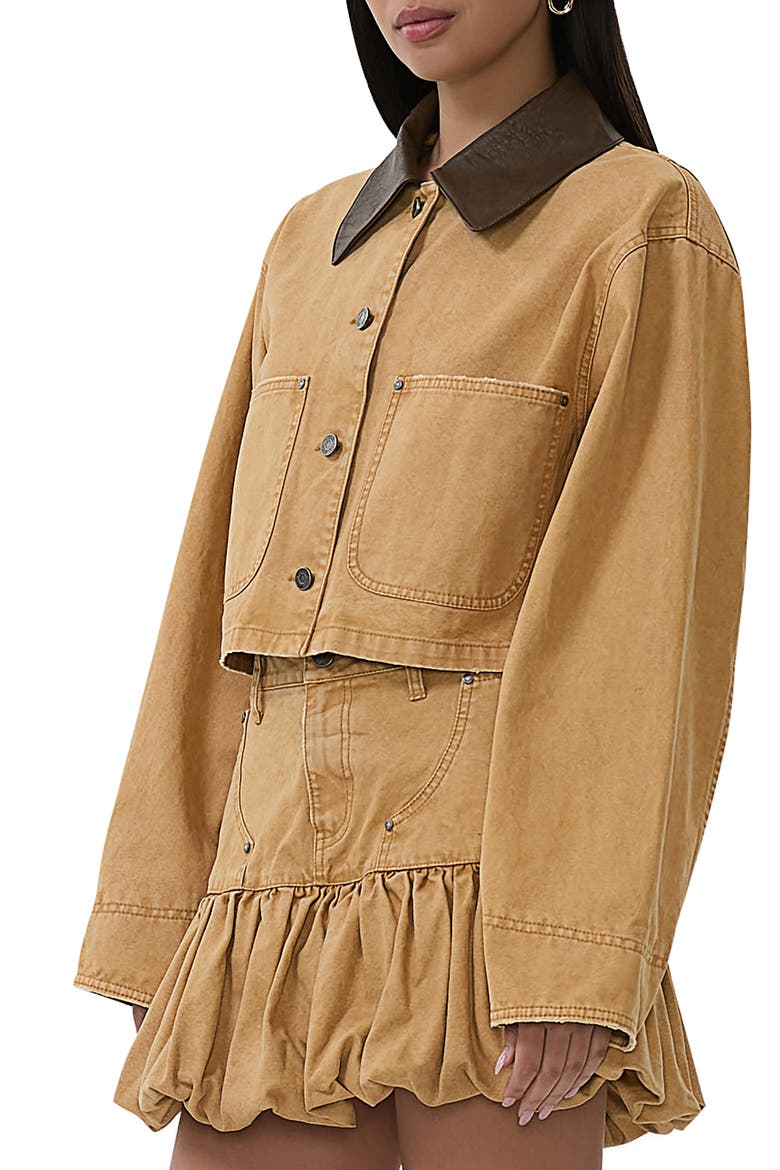 Wrenley Crop Denim Jacket, Alternate, color, BEIGE KHAKI