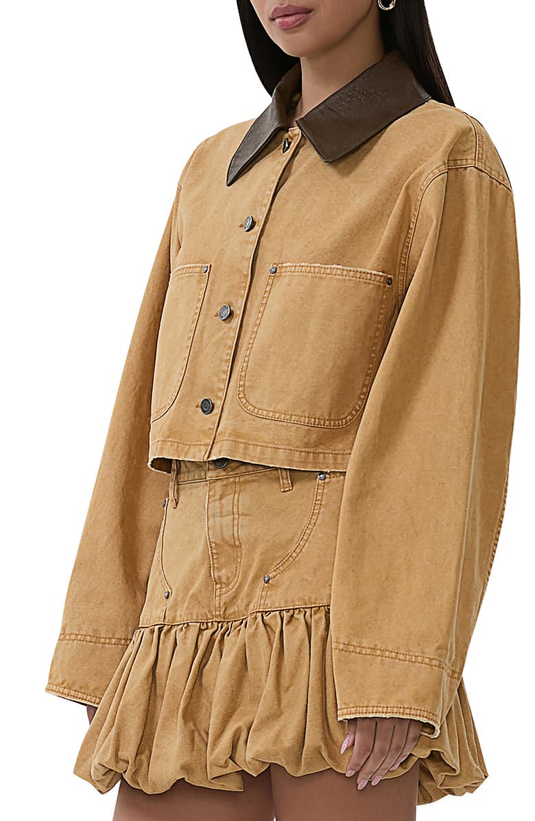 AFRM Wrenley Crop Denim Jacket, Alternate, color, Beige Khaki