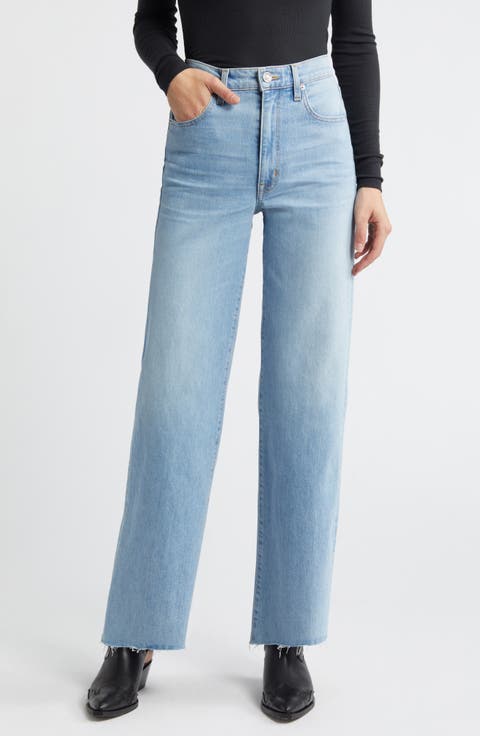Grace Raw Hem High Waist Ankle Wide Leg Jeans