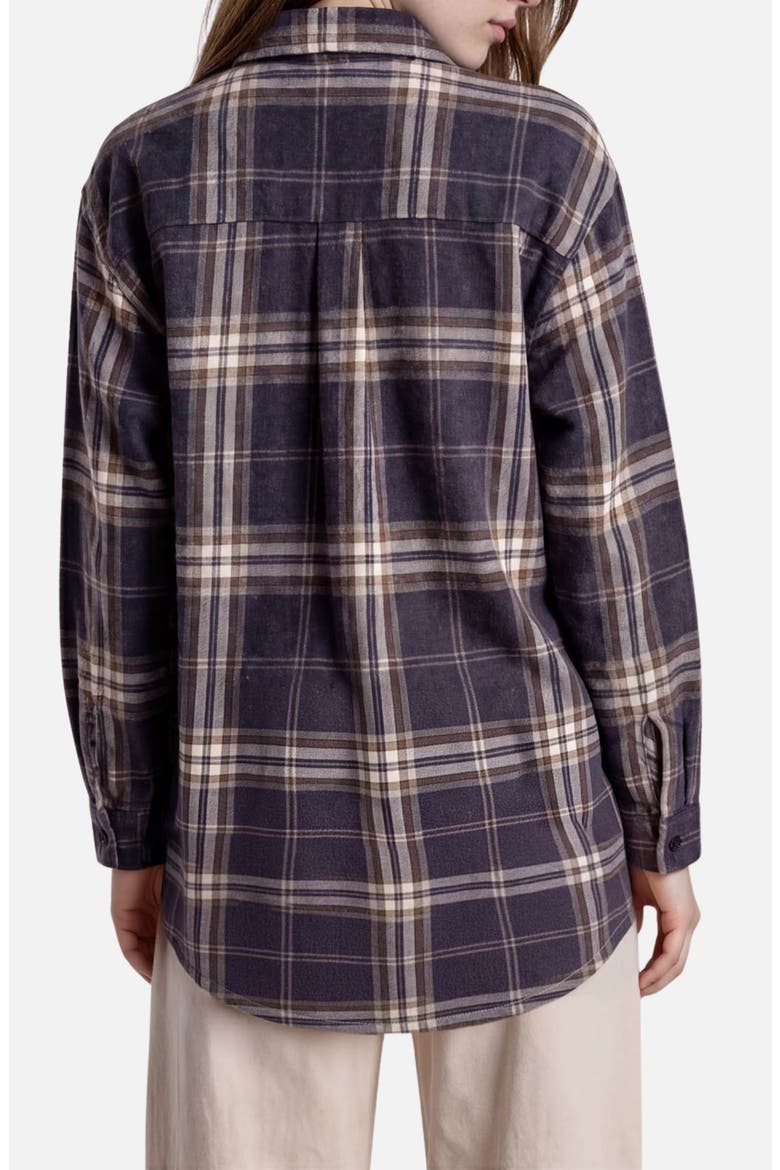 Plaid Boxy Button-Down Shirt, Alternate, color, NAVY MULTI