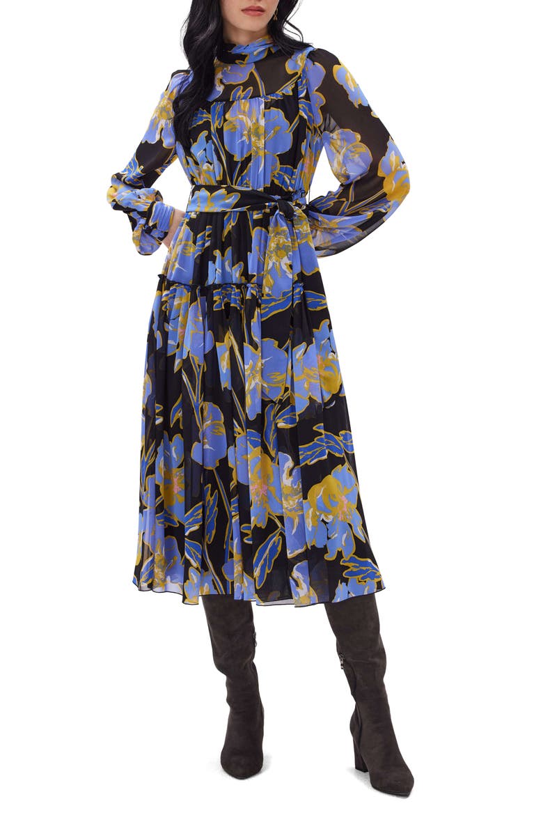 Kent Floral Long Sleeve Dress, Main, color, OTL FLORAL GT SIG BLUE
