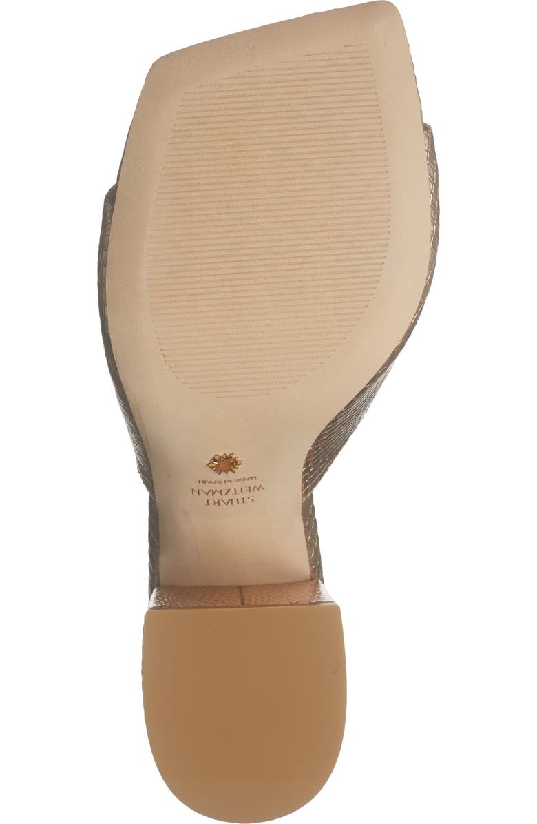 Stuart Weitzman Tia 85 Snakeskin Embossed Flare Block Sandal, Alternate, color, Ballet