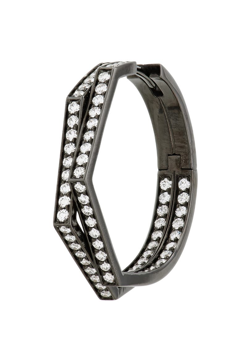 Antifer 2-Row Diamond Pavé Huggie Hoop Earring, Main, color, BLACK GOLD
