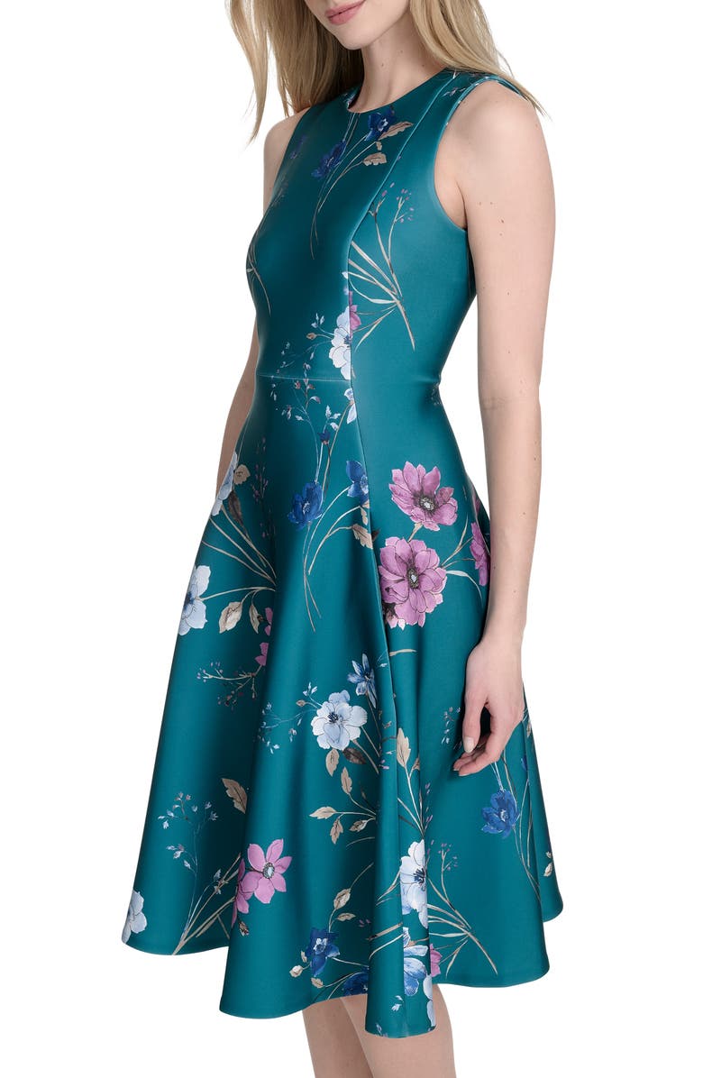Calvin Klein Floral Sleeveless Fit & Flare Midi Dress, Alternate, color, Sequoia Multi