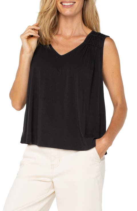 Shirred Sleeveless Knit Top