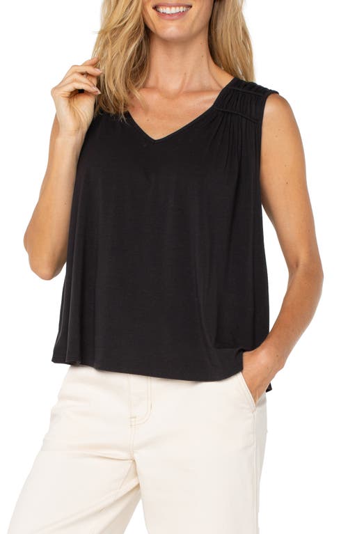 Liverpool Los Angeles Shirred Sleeveless Knit Top In Black
