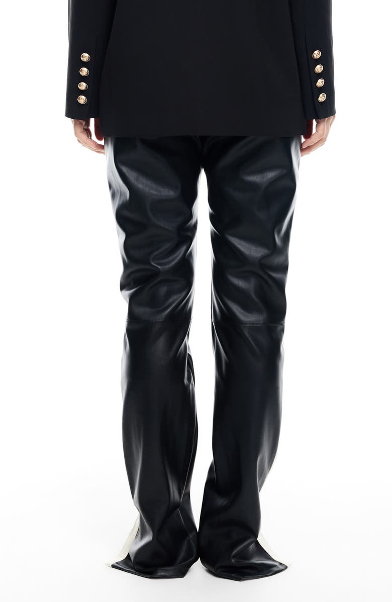 LIONESS Ace Faux Leather Slit Hem Pants, Alternate, color, Onyx