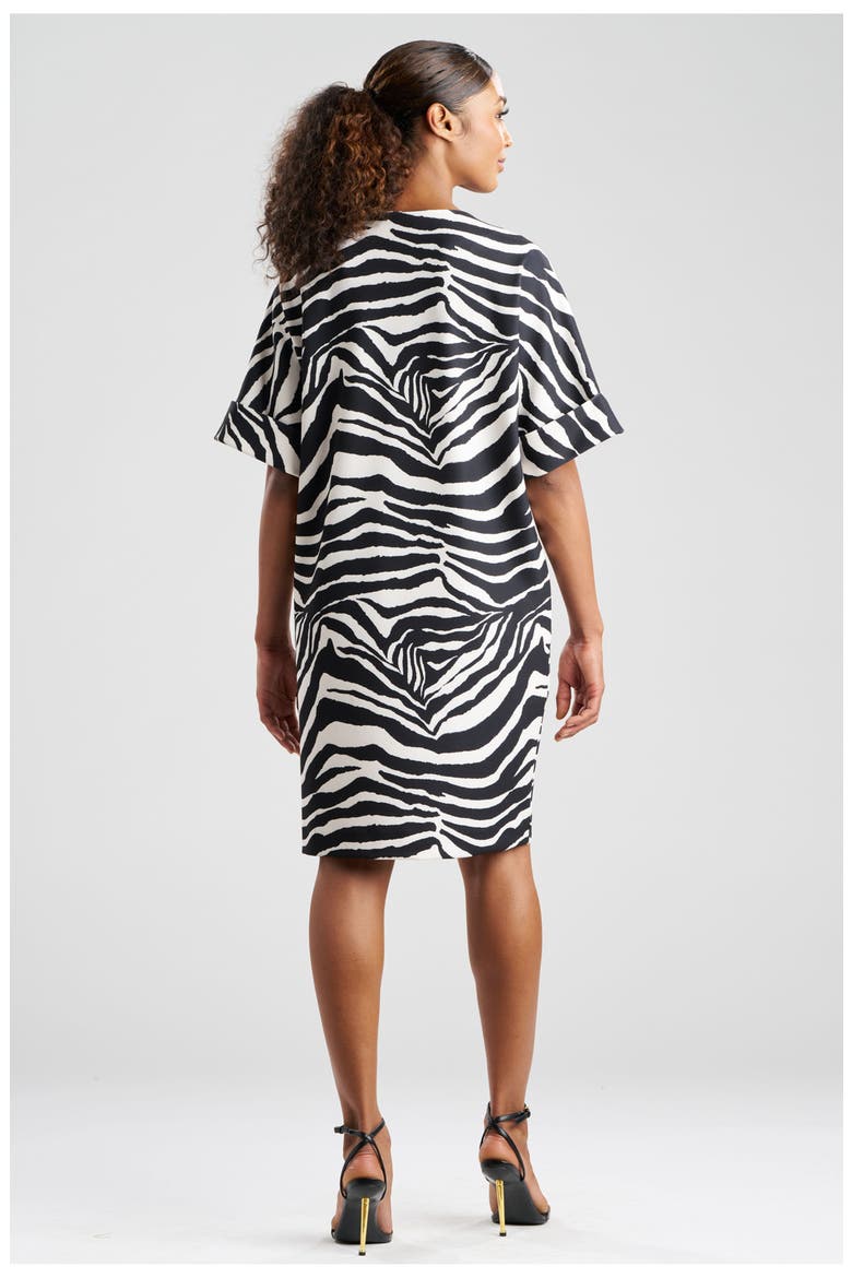 Zebra - Knit Crepe T-Shirt Dress, Alternate, color, BLACK/WHITE