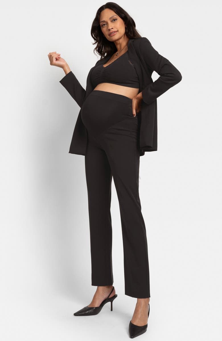Seraphine Stretch Jersey Straight Leg Maternity Pants, Alternate, color, Black