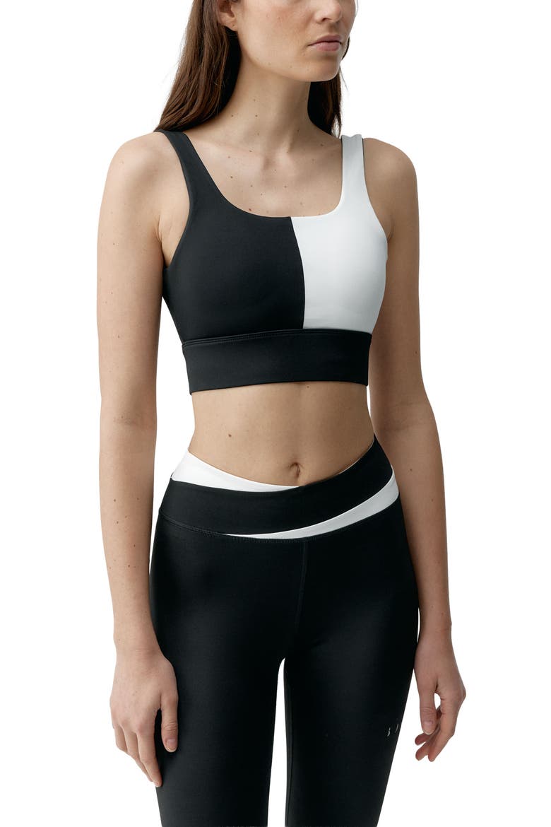 Kate Reversible Medium-Support Performance Sports Top, Main, color, Black-OffWhite