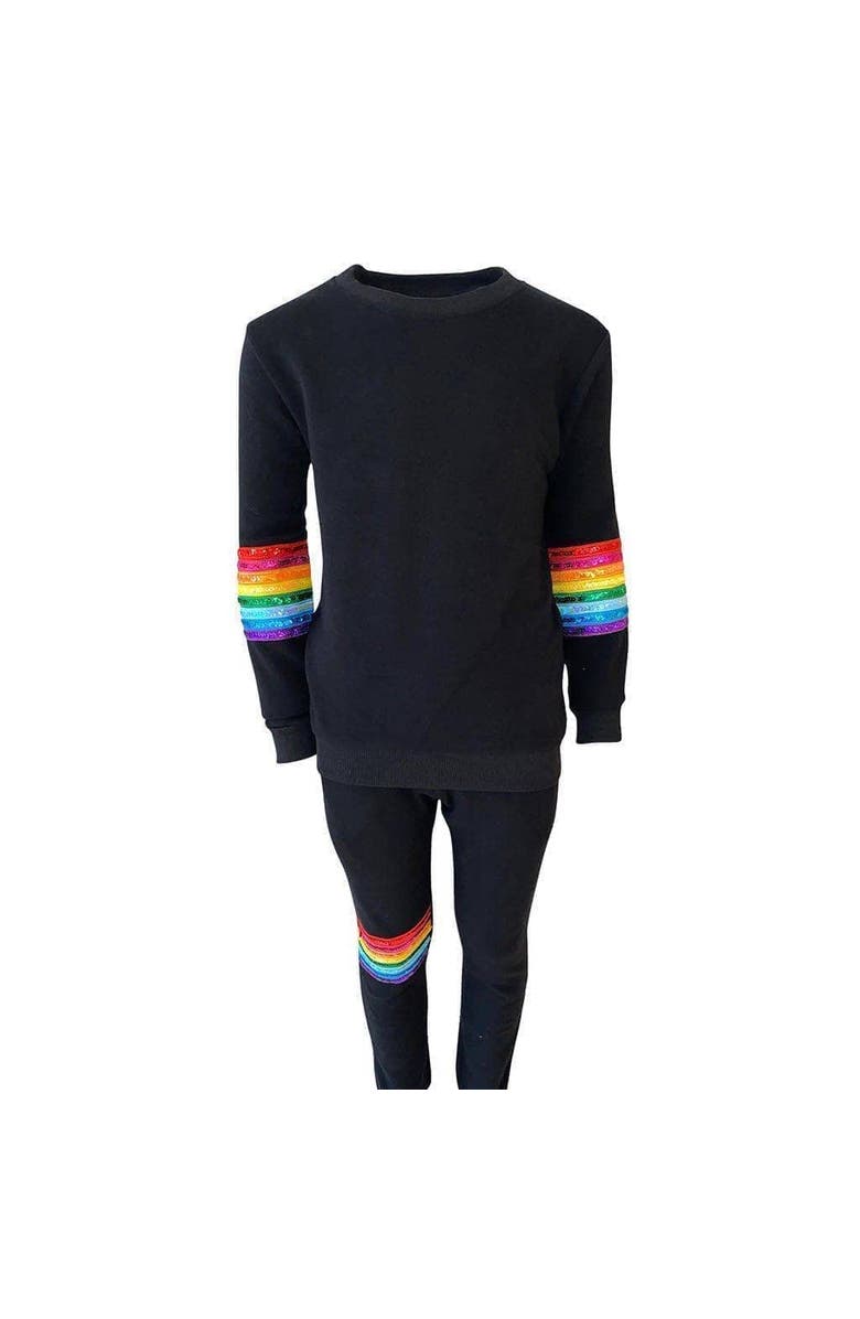 Lola + The Boys Rainbow Sequin Set, Main, color, 