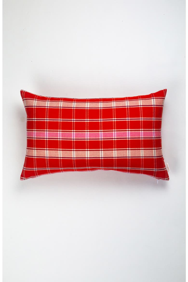 Handwoven Holly Cotton Throw Pillow, Alternate, color, Red