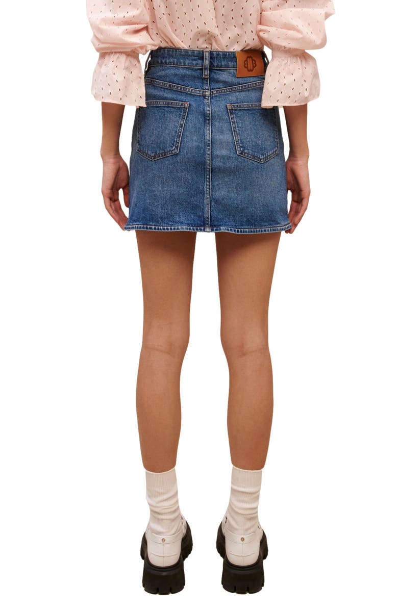 maje Japine Denim Miniskirt, Alternate, color,