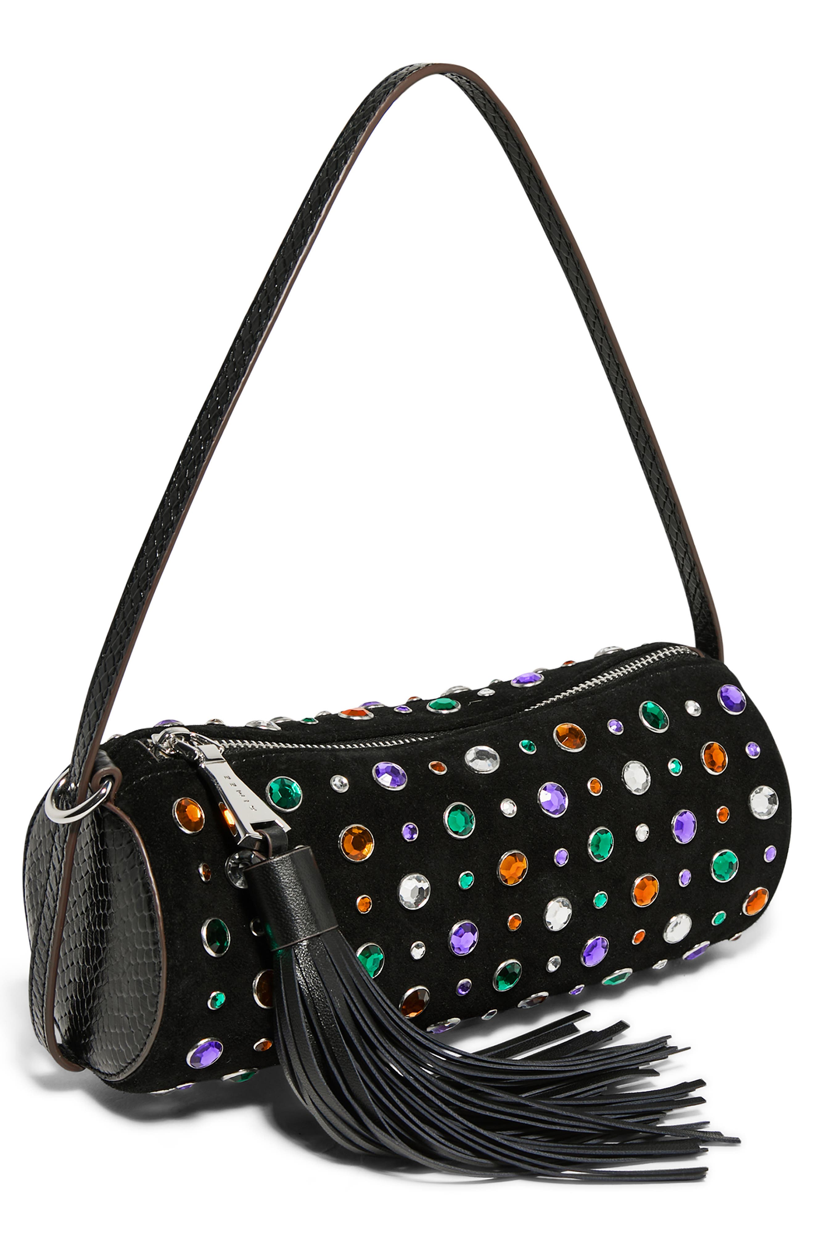 AIMEE Barrel Leather Shoulder Bag, Alternate, color, Multi Jewels