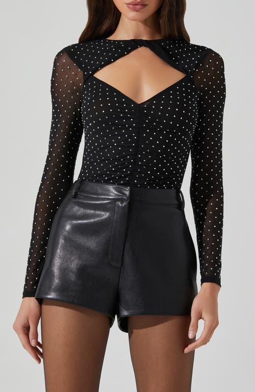 Astr The Label Ancira Embellished Cutout Bodysuit In Black