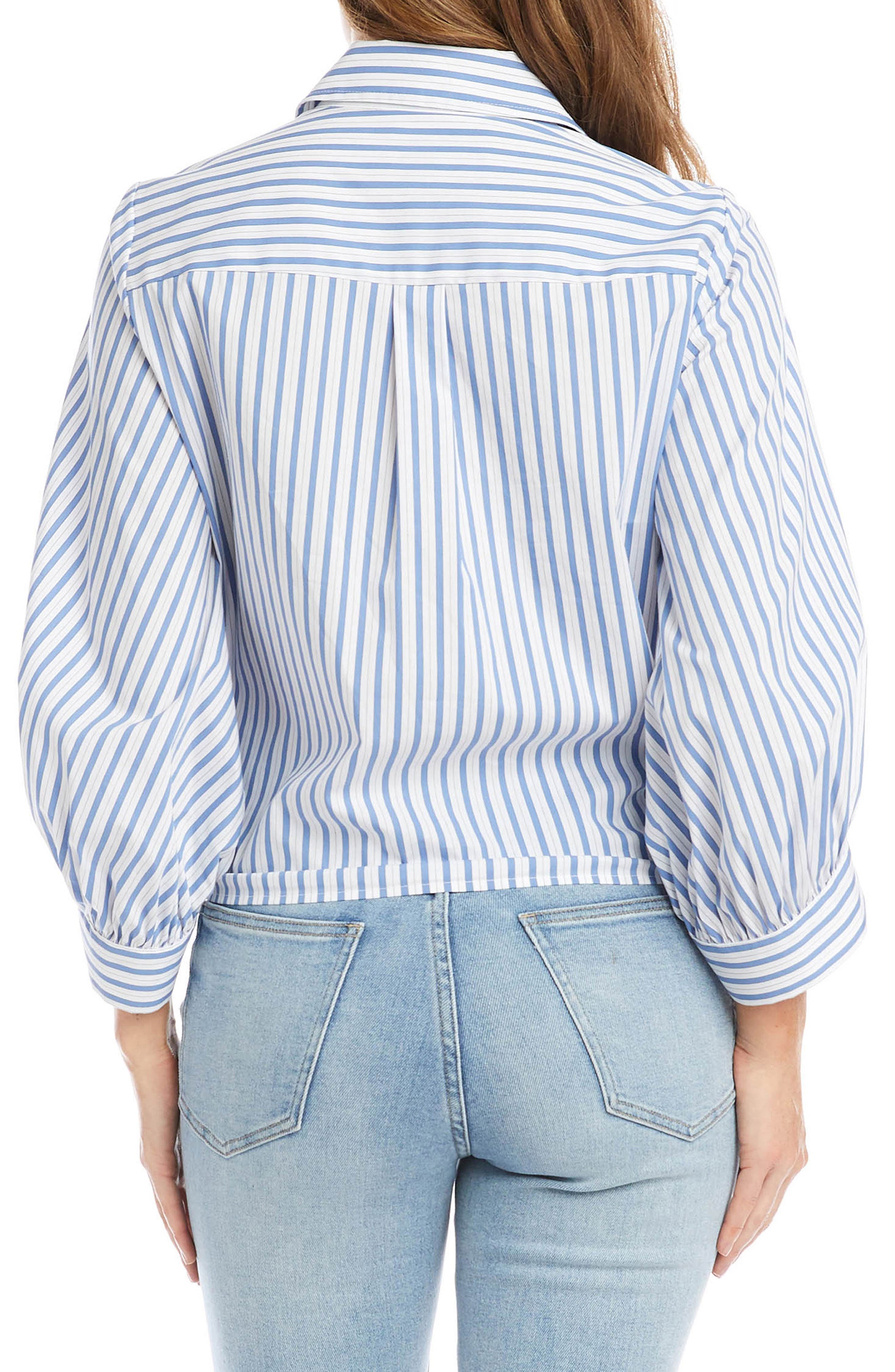 Tie Front Stripe Button-Up Shirt - image 2